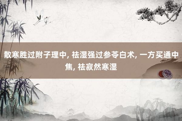 散寒胜过附子理中, 祛湿强过参苓白术, 一方买通中焦, 祛寂然寒湿