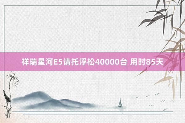 祥瑞星河E5请托浮松40000台 用时85天